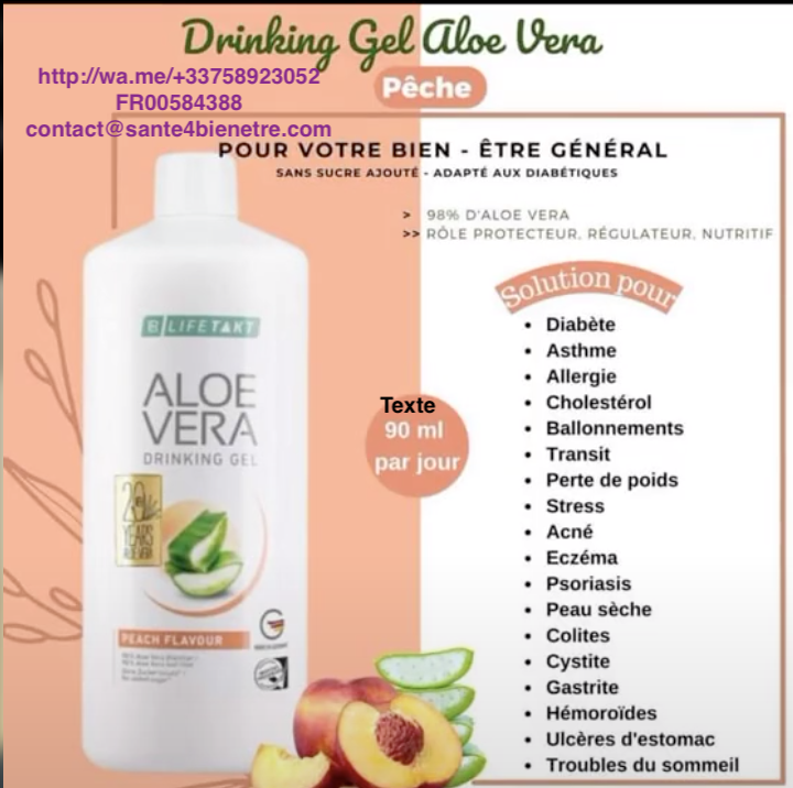 Aloevera Drinking Gel Pêche Sante4bienetre Produitnaturel Diabéte Transit